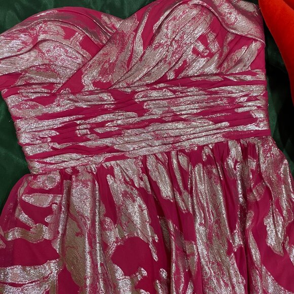 Aidan Mattox Pink And Silver Evening Gown - Picture 3 of 5